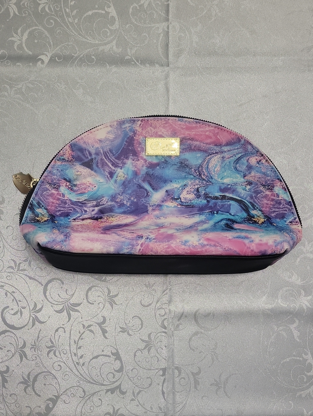 Betsey Johnson Pink & Purple Marble Makeup Bag (Spotless Interior!)